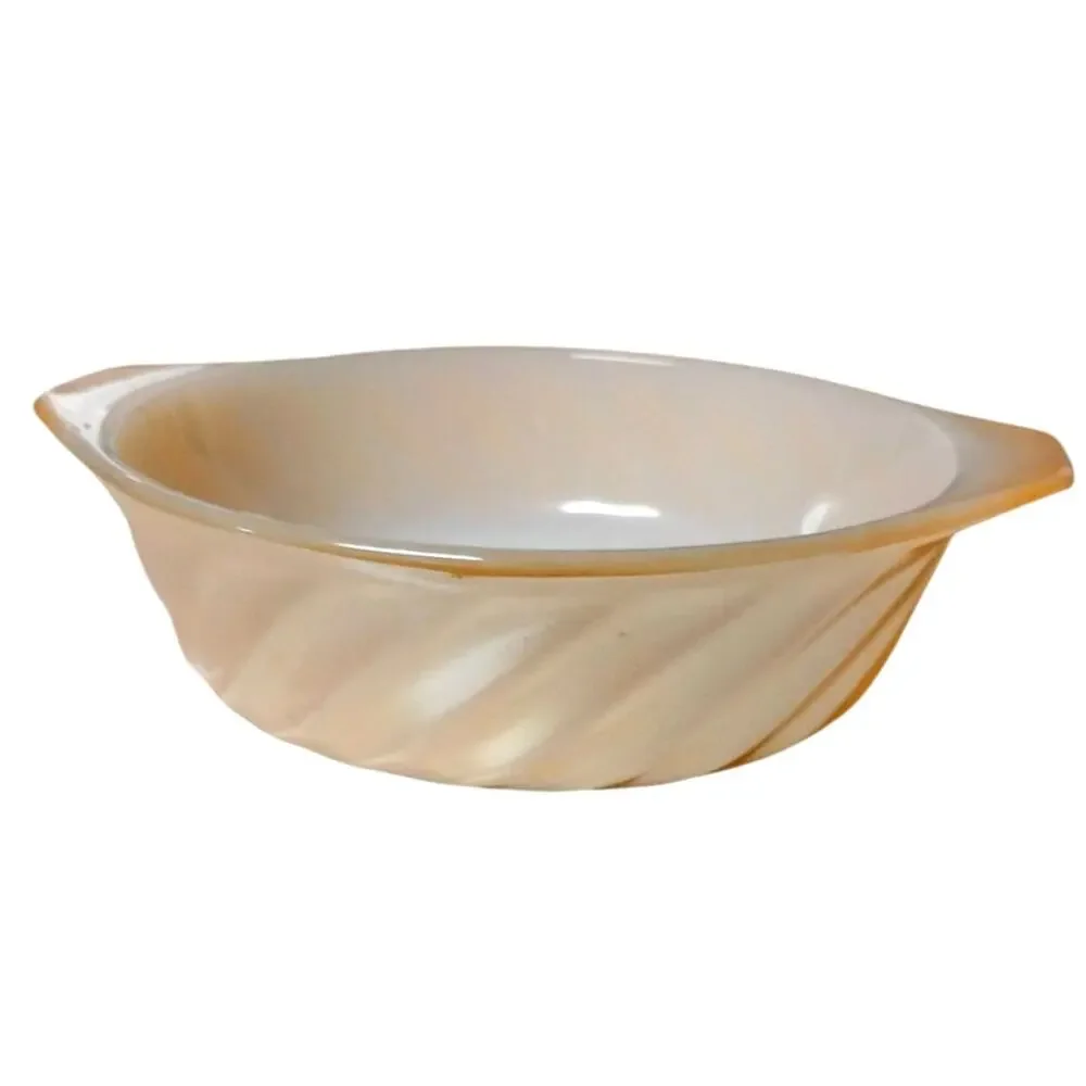 🍑👩🏻‍🍳🍽️Retro Anchor Hocking Mini Casserole Dish Milk Glass Peach Luster